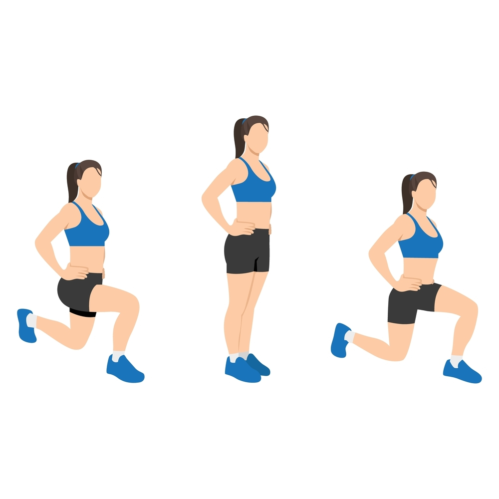 Proper lunges position for a 10-minute home workout for beginners