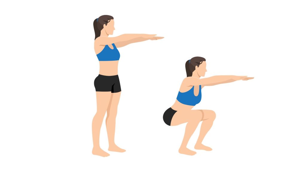 Proper squats for 10-minute home workout for beginners
