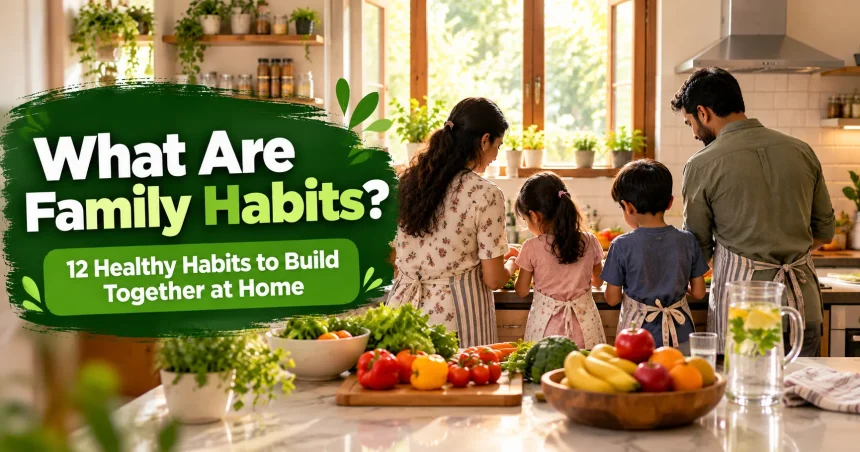 Family cooking together at home, showing healthy family habits